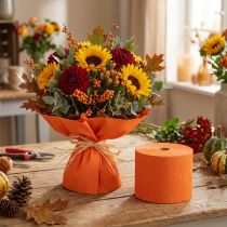 Artikel Blomstercrepe orange B10cm gramvægt 128g/kvm L250cm 2stk