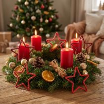Artikel Stjerner til adventskrans Julepynt juterød 15cm 8 stk