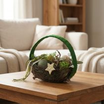 Artikel Dekorativ ring jute dekorationsløkke grøn mørkegrøn 4cm Ø30cm 2stk