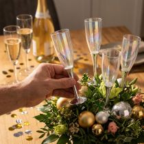 Artikel Nytårsaften dekoration champagneglas prop sølv 7,5 cm L27 cm 12 stk