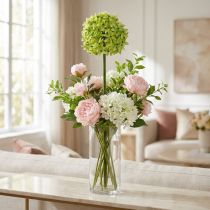 Artikel Prydløg Allium, silkeblomst, kunstig kugleløggrøn Ø20cm L72cm