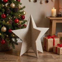 Artikel Filt dekorativ stjerne til at placere juledekoration filt beige H62cm