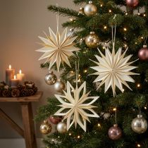 Artikel Papirstjerner, julepynt, juletræspynt, hvid og guld, 15 cm, 6 stk.
