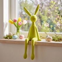 Artikel Påskehare siddende på en hylde, flokket, gulgrøn, 56 cm
