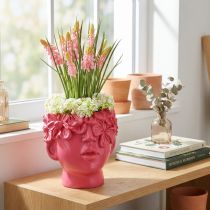 Artikel Plantehoved Polyresin Bust Planter Pink 13,5×13×14cm