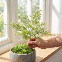 Artikel Kunstig bregne kunstig plante i grønt flokket L45cm