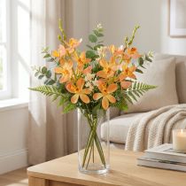 Artikel Kunstig orkidégren 8 Blomster Orange L38cm 2stk
