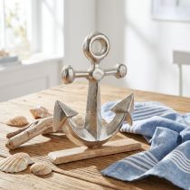 Artikel Dekorativt anker, metal og træ i naturligt sølv, 25,5x5,5x31 cm