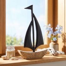 Artikel Dekorativ Sejlbåd Træ Metal i Natursort H30,5cm