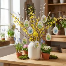 Artikel Påskeæg med forårsblomster, ideelle til påskebuketter eller vinduer, 8 cm, 8 stk.