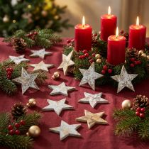 Artikel Kokosnødestjerne hvidgrå 5 cm 50stk Adventstjerner scatter dekoration