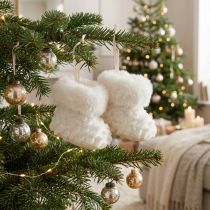 Artikel Støvler med pelsstøvler Juletræspynt hvid 7cm 2stk