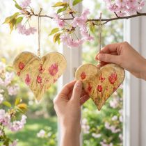 Artikel Træhjerter til ophængning af blomster Naturrosa H18cm 2 stk