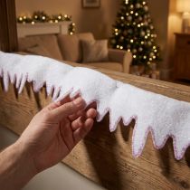 Artikel Istappe-guirlande snefleece med glitterkant 13×180 cm 3 stk.
