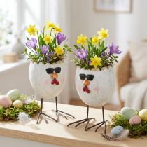 Artikel Mini planter æg kylling med solbriller og fødder H12,5cm 2 stk