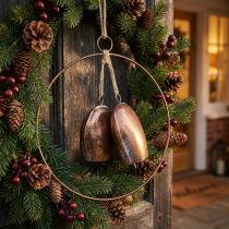 Artikel Traditionelle juleklokker i bronze-look, hængende dekoration, dørklokkering Ø29 cm