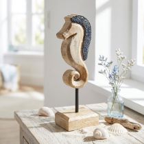 Artikel Søheste dekoration med perler mango træ dekoration maritim 20cm