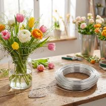 Artikel Aluminiumstråd, sølv, 3 mm, hobbytråd til kreative projekter, 1 kg
