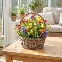 Artikel Forårsdekorationsfugle med pindetræ assorteret H10,5cm 12 stk