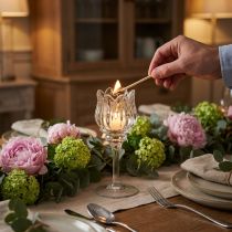 Artikel Glasfyrfadsstage, dekorativ blomsterform til en stilfuld atmosfære, 17 cm