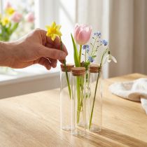 Artikel Reagensglas dekorativ vase med kork låg Ø4cm H18cm 6 stk