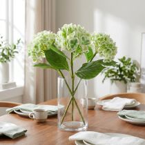 Artikel Hortensia kunstig grøn, hvid 68cm