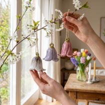 Artikel Dekorativ liljekonvall til ophængning af keramiske blomster 7cm 3 stk