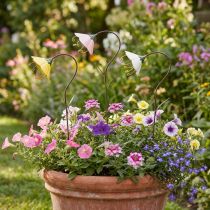 Artikel Havestake Blomst Metal Blomster Gul Pink Hvid 49cm 3 stk