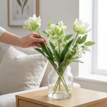 Artikel Kunstig blomsterpapegøje tulipan kunsttulipan grøn hvid 69cm