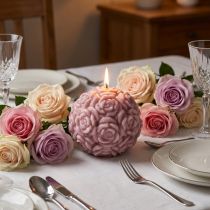 Artikel Kuglelys med rosemotiv som romantisk borddekoration