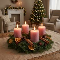Artikel Elegante antikke rosenlys 70×80 mm, sæt med 4, til borddekoration, adventskrans og romantisk stemning