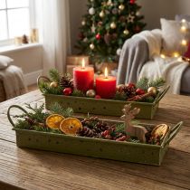 Artikel Dekorativ julebakke, grønne stjerner, 49 cm/43 cm, sæt med 2