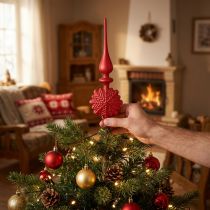 Artikel Juletræstopper rød juletræstopper glas H34cm 1 stk