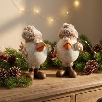 Artikel Julefigurer fugl med hat beige 11,5x8x14cm 2stk