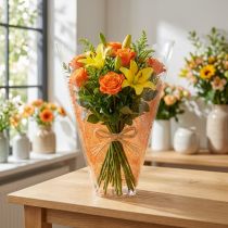 Artikel Blomsterpose jutemønster orange L40cm B12-30 50 stk