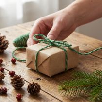 Artikel Uldsnor grøn vintage wicking tråd naturlig uld jute 30m