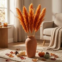 Artikel Tørret græs, rørgræs, dekorativt græs, orange, efterårsdekoration, 70 cm, 10 stk.