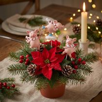 Artikel Deco gris Jule lykkegris blomsterstik 4 stk