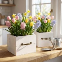 Artikel Plantekasse træskuffe hvid 15x15/12x12cm sæt med 2 stk