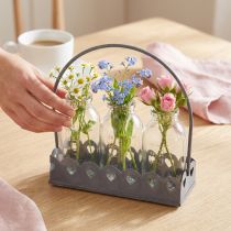 Artikel Mini flaske dekorativ vase bakke rektangulær grå 15,5x6cm