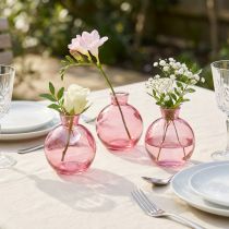 Artikel Glasvaser løgformede lyserøde retro minivaser Ø7,5 cm H9 cm 6 stk.