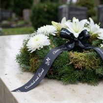 Artikel Mourning Ribbon Saying Black Silver Cherished… 25mm 25m