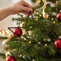Artikel Store sorte glitter hængende stjerner, Ø24 cm, jule- og festpynt, sæt med 6