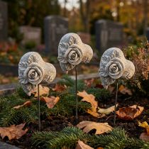 Artikel Gravsten hjerte mindesten rose støbt sten 5,5 cm 6 stk