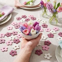 Artikel Scatter dekoration træ blomster borddekoration pink lilla hvid Ø4cm 72 stk