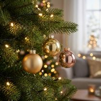 Artikel Julekugle trio guld &amp; rosa – elegant sæt med 3 med glans og stil 5 cm 24 stk.
