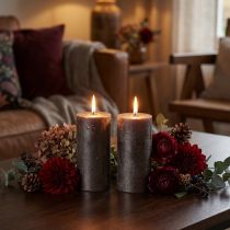 Artikel Premium kuglelys sæt med 2, kobber metallisk look, Ø85mm, H120mm - Elegant borddekorationslys