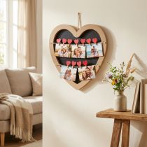 Artikel Vægdekoration hjerte fotoholder memo holder 10 clips 30cm
