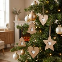 Artikel Juletræspynt stjernegran hjertepapir 7cm 36p