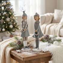 Artikel Dekorationsfigurer vinter børnefigurer piger H19cm 2stk
